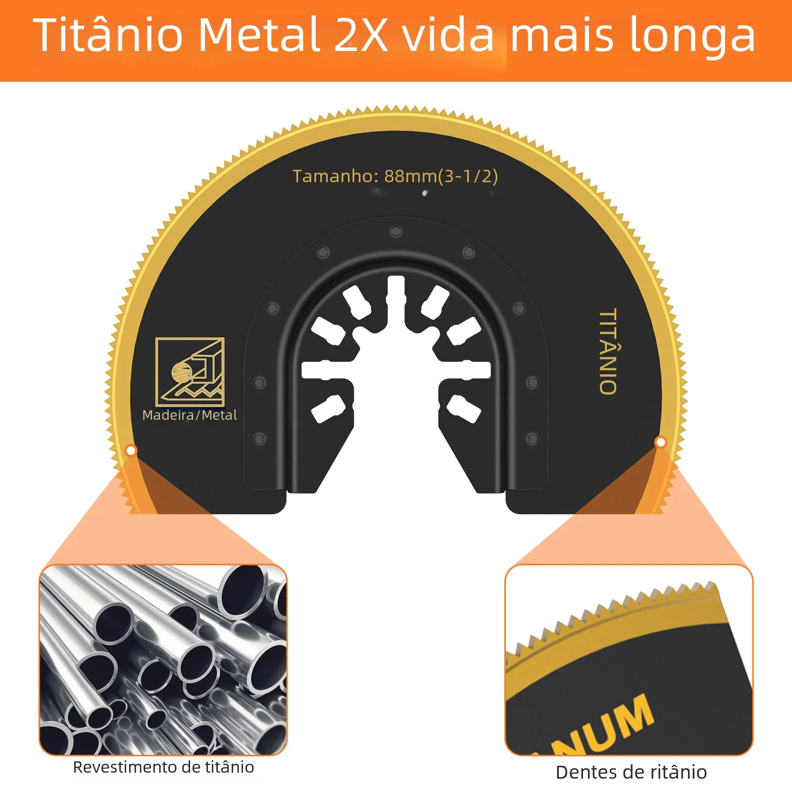 3 pçs/set lâminas de serra oscilantes bi-metal titânio revestido multiferramenta lâmina semicircular para madeira plástico metal corte lâminas de serra