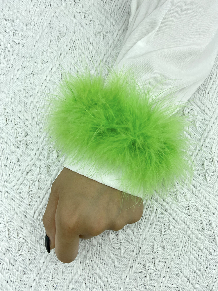 Brazalete de pluma de avestruz para mujer, accesorios para el cabello, puños de mano peludos de plumas reales, anillo de moda, pulseras Slap