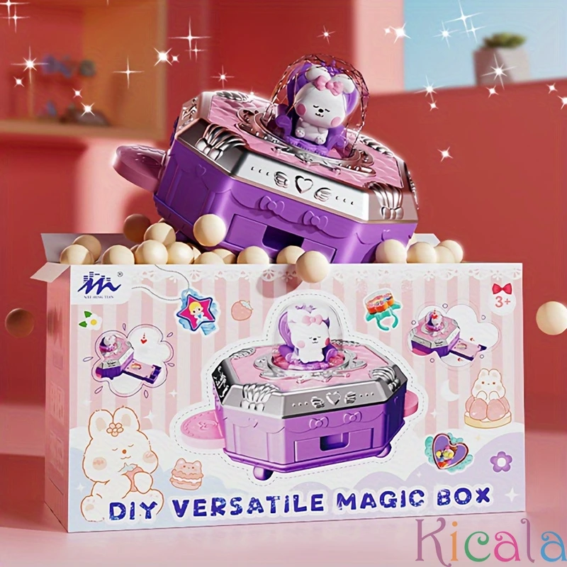 77 ชิ้นชุดเด็กทําด้วยมือ DIY Multifunctional Magic กล่องแหวนเครื่องประดับโบราณสติกเกอร์ชุดเครื่องบรรเทาปริศนาของเล่น