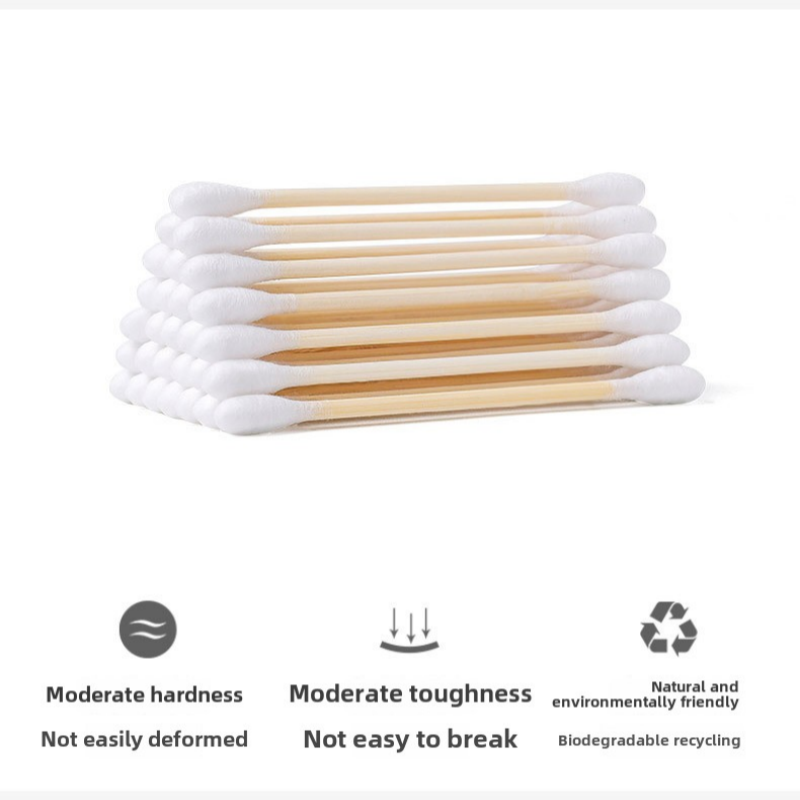 200 unids/caja bastoncillos de algodón de bambú de doble cabeza bastoncillo de madera para maquillaje, limpieza de orejas de nariz, cuidado de mascotas, arte y artesanía