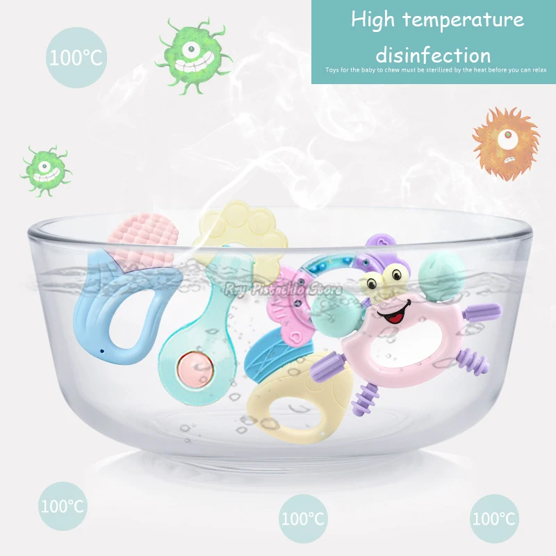 6-14 Chiếc Bé Lục Lạc 0-12 Tháng Tuổi Sơ Sinh Mềm Chuông Teethers Tay Lắc Cũi Di Động Vòng Giáo Dục đồ Chơi Cho Trẻ Em Bộ Quà Tặng