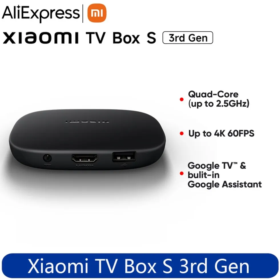 Оригинальная глобальная версия Xiaomi TV Box S 3-го поколения 4K Ultra HD 2G 32G WiFi BT5.2 Google TV Cast Netflix Smart TV Box Media Player