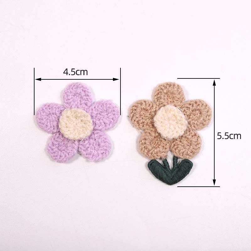  10 個の新しい 3D リーフウール 5 枚の花びらの花パッチ DIY 縫製穴パッチ漫画の花の布パッチステッカー