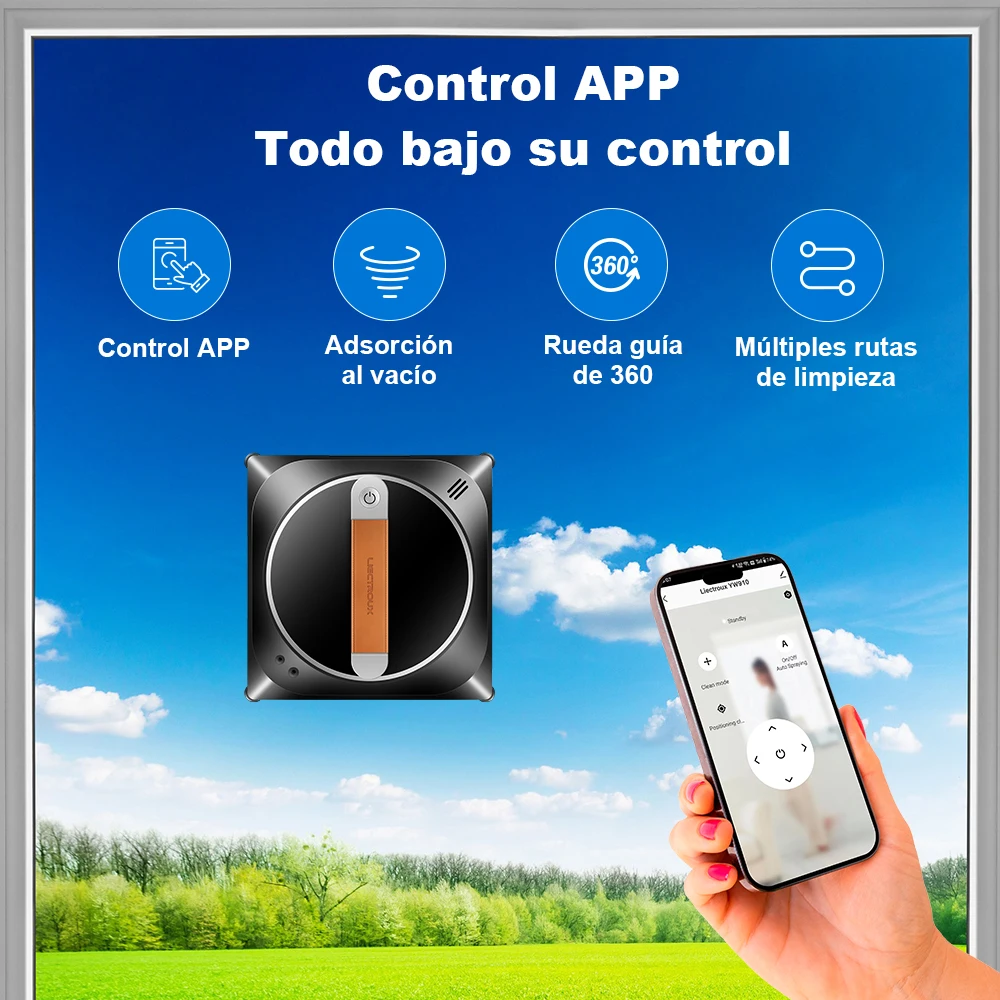 (Código de cupón: EUEU03) Ventana robot de limpieza Liectroux YW910, Doble Rociado de Agua,Sensor Láser, Robot de Limpieza de Cristales de Pared en el Hogar, Control por Aplicación, de trabajo sin borde, AI mapa de ruta