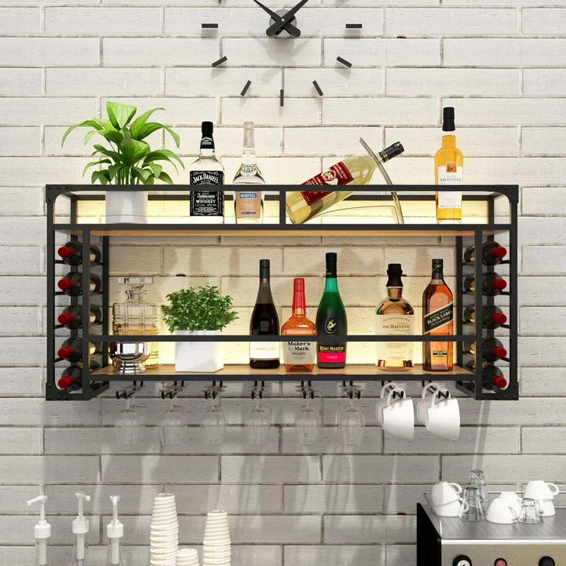 Modern Wall Display Wine Rack, Armazenamento de cerveja Vertical Preto, Home Bar Gabinete, Restaurante e Bar Comercial, Escola Bar Decoração