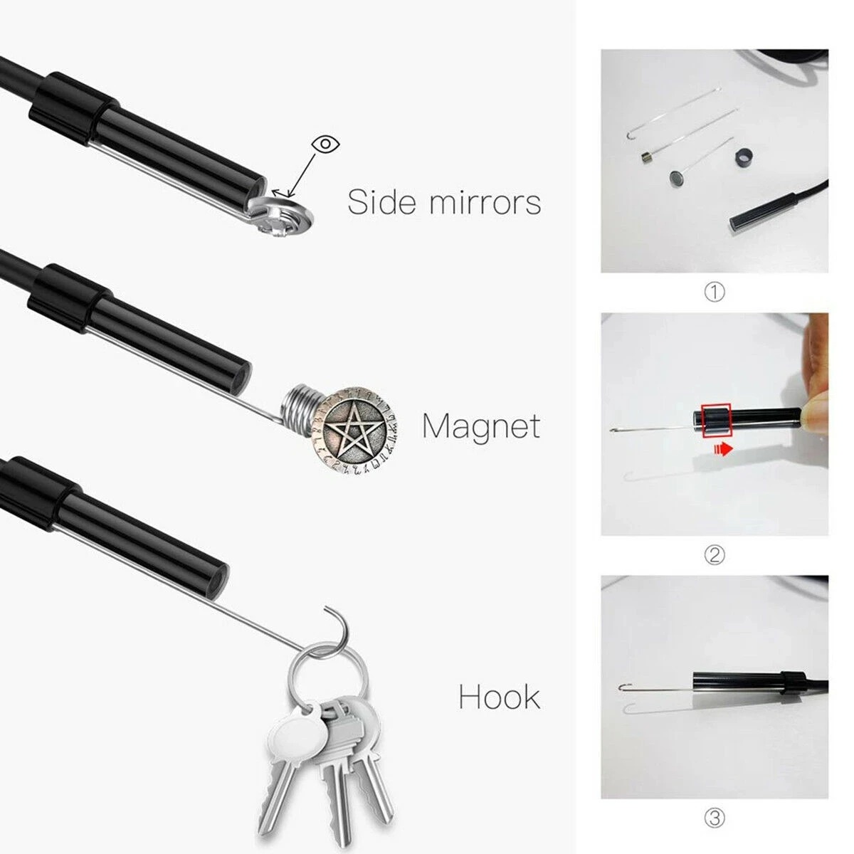 5.5mm Sewer Industrial Endoscope Waterproof Piping Endoscopy Type C Mini Camera 3 in 1 Automotive Borescope for Android