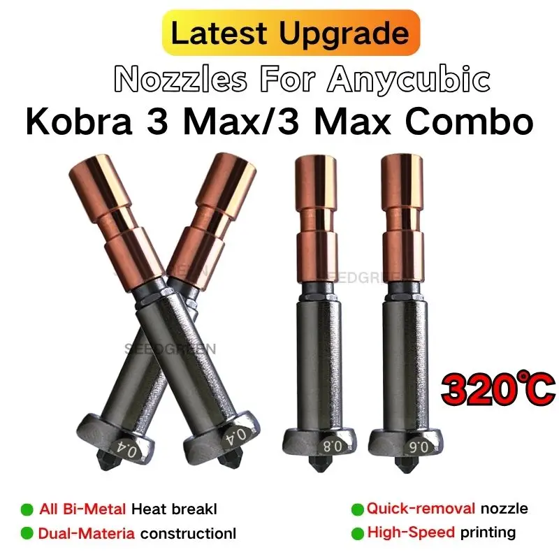 Новое обновленное сопло для Anycubic Kobra 3 Max горло Kobra 3 Max Combo сопло 0,4 мм 0,6 мм 0,8 мм Быстрый нагрев