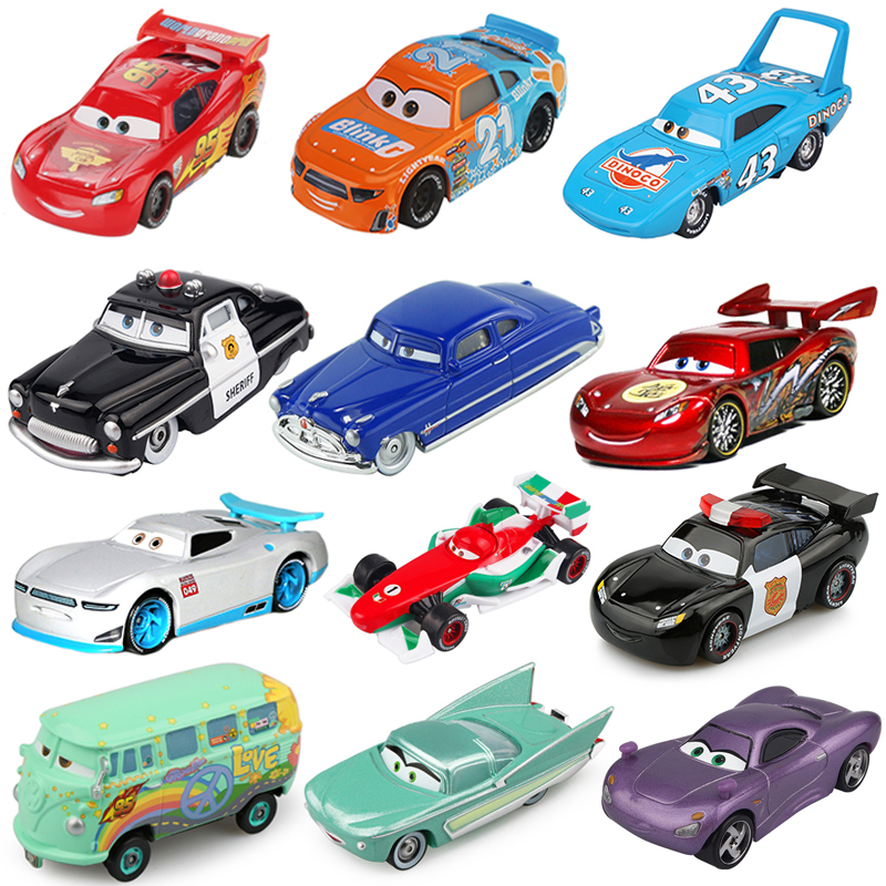 Disney Pixar Cars 2 3 Lightning McQueen Mater Mc Missile Chick Hicks 1:55 vehículo fundido a presión coche de juguete de Metal regalo de cumpleaños para niños