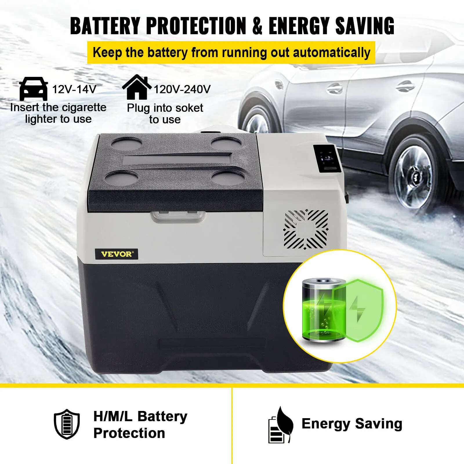 VEVOR Mini Frigorifero Portatile per Auto Congelatore 30L Schermo LED Digitale, Frigo Portatile Capienza 30/40/50L Campeggio Viaggio Auto Schermo di Controllo, Frigo Portatile 12V/24V da Auto Camion Barca