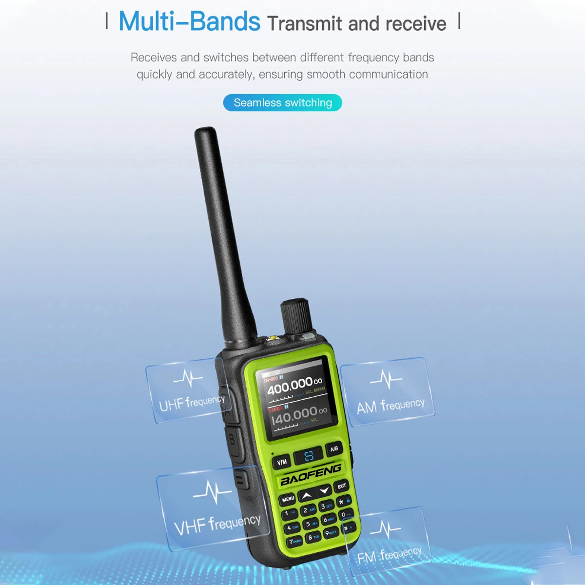 BAOFENG Mini Walkie Talkie UV-5R Multi Band Wireless Bluetooth Programming Frequency 999CH Portable Ham Radio with Flashlight