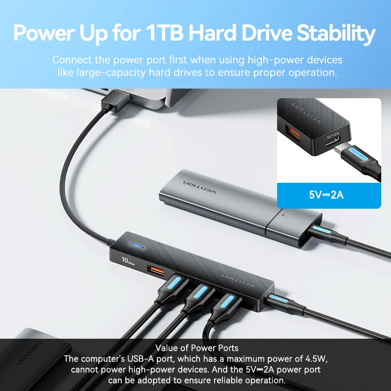 Vention USB Hub 3,2 10 Gbit/s 4 Port ABS Hub USB für Laptop Multi Splitter Adapter Für Xiaomi Macbook PC Computer Zubehör