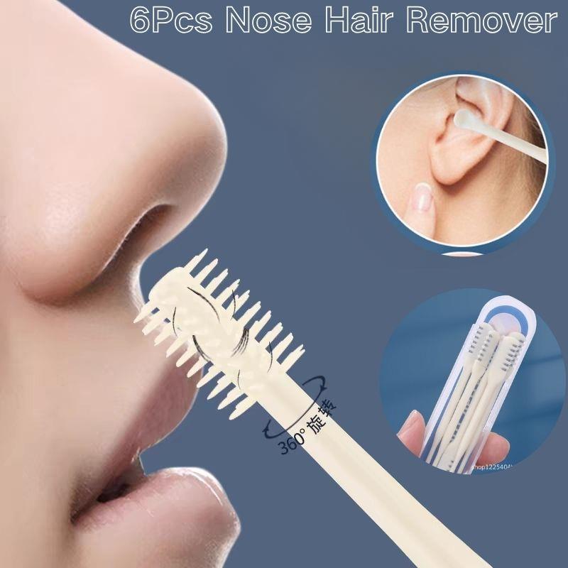 6Pcs HIGH-END Nose Hair Trimmer Comfortable 360 Rotating Nasal Clippers Nose Hair Remover Compact Size Handheld Tool