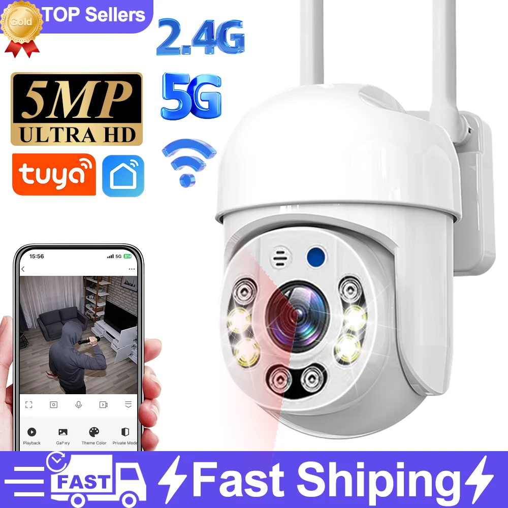 Tuya 4MP PTZ WIFI Telecamera di rete Protezione di sicurezza Esterna IP66 Impermeabile 5G Telecamera dual-band Video sorveglianza domestica