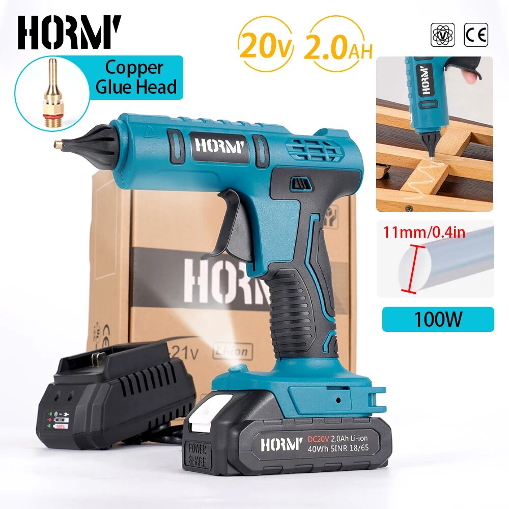 Cordless elétrica Hot Melt pistola de cola, cola em bastão, soldagem Hot Air Gun, Home Artesanato DIY, Makita bateria 18V, 11mm, 100W