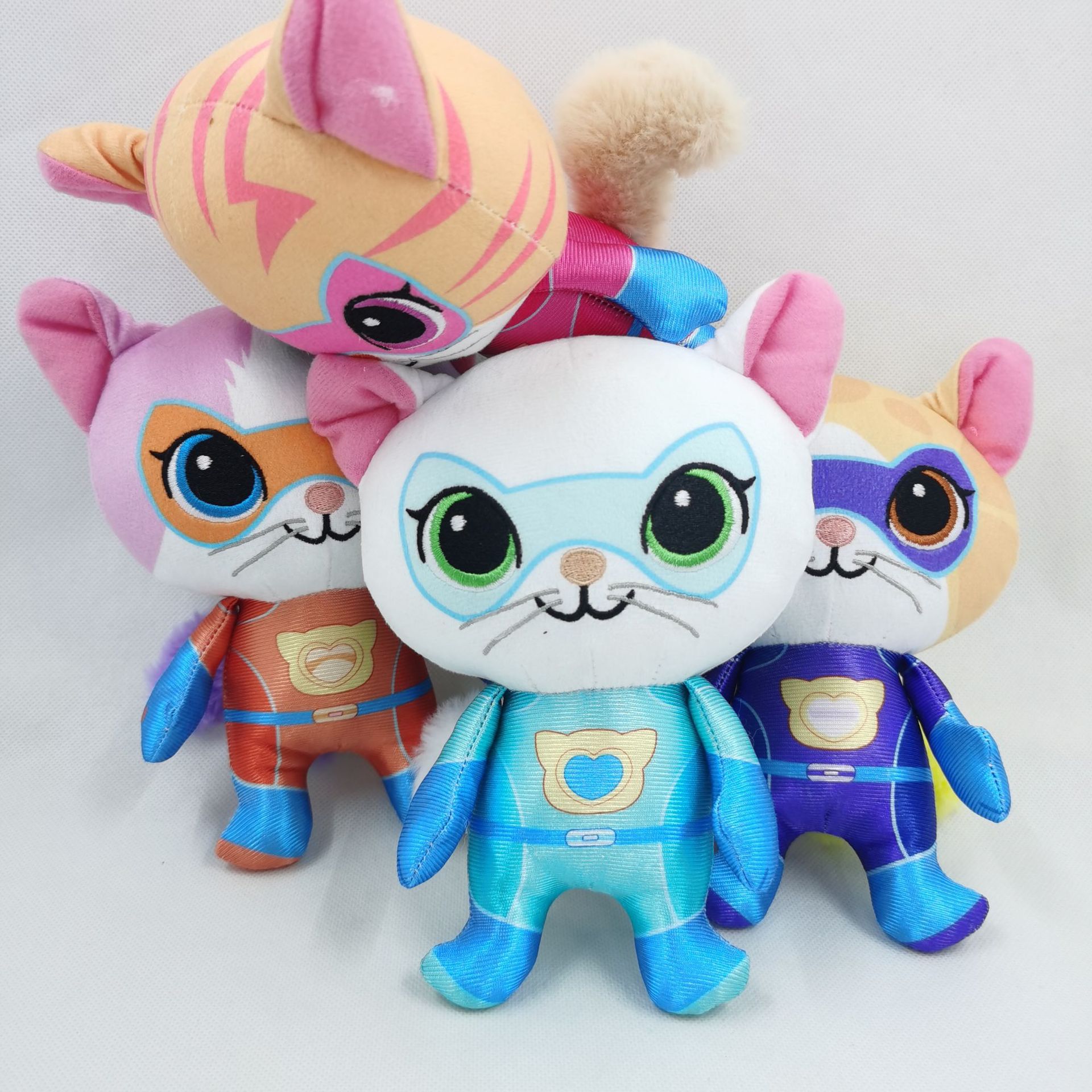 Super Kitties Team Anime Knuffels Kristal Super Zacht Knuffel Pop Blauw Kitten Groen Kitten Geel Kitten Speelgoed Pop Kids Cadeau
