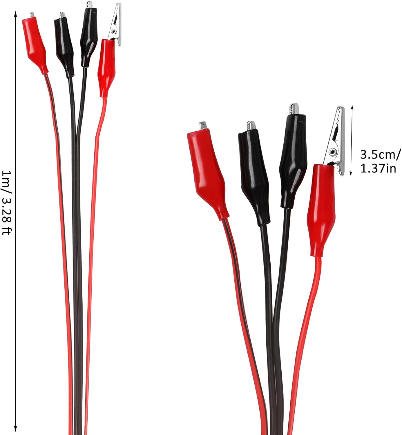 4 pares de pinzas de cocodrilo de 1M, cables de prueba eléctricos y aislados con pinzas de cocodrilo, cables de puente de doble punta para estampado