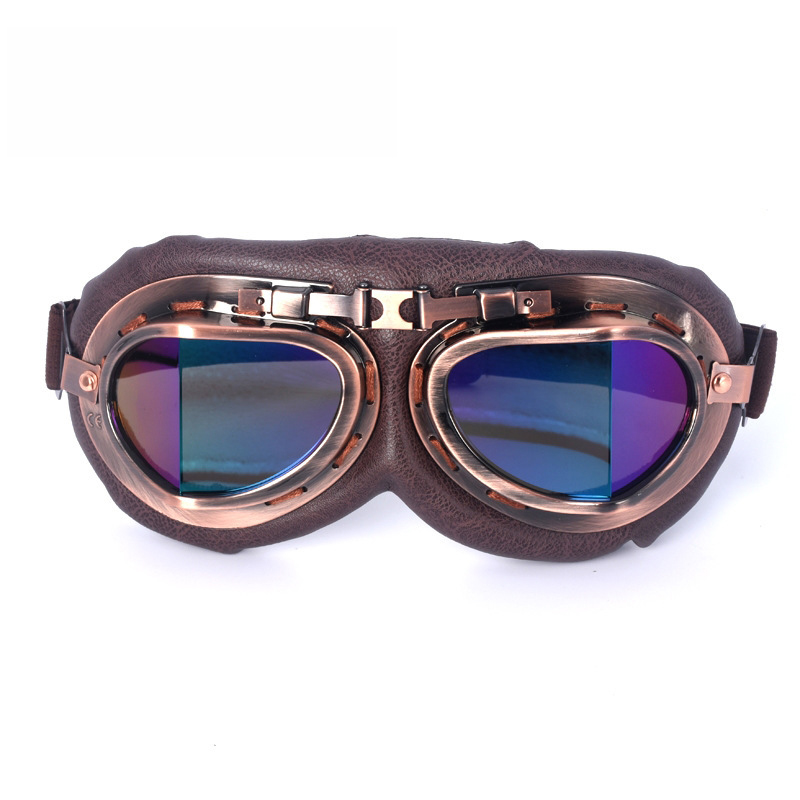 Motorcycle Retro  Goggles Glasses Vintage Moto Classic Goggles for Harley Pilot Steampunk Bike Copper Helmet Equipments