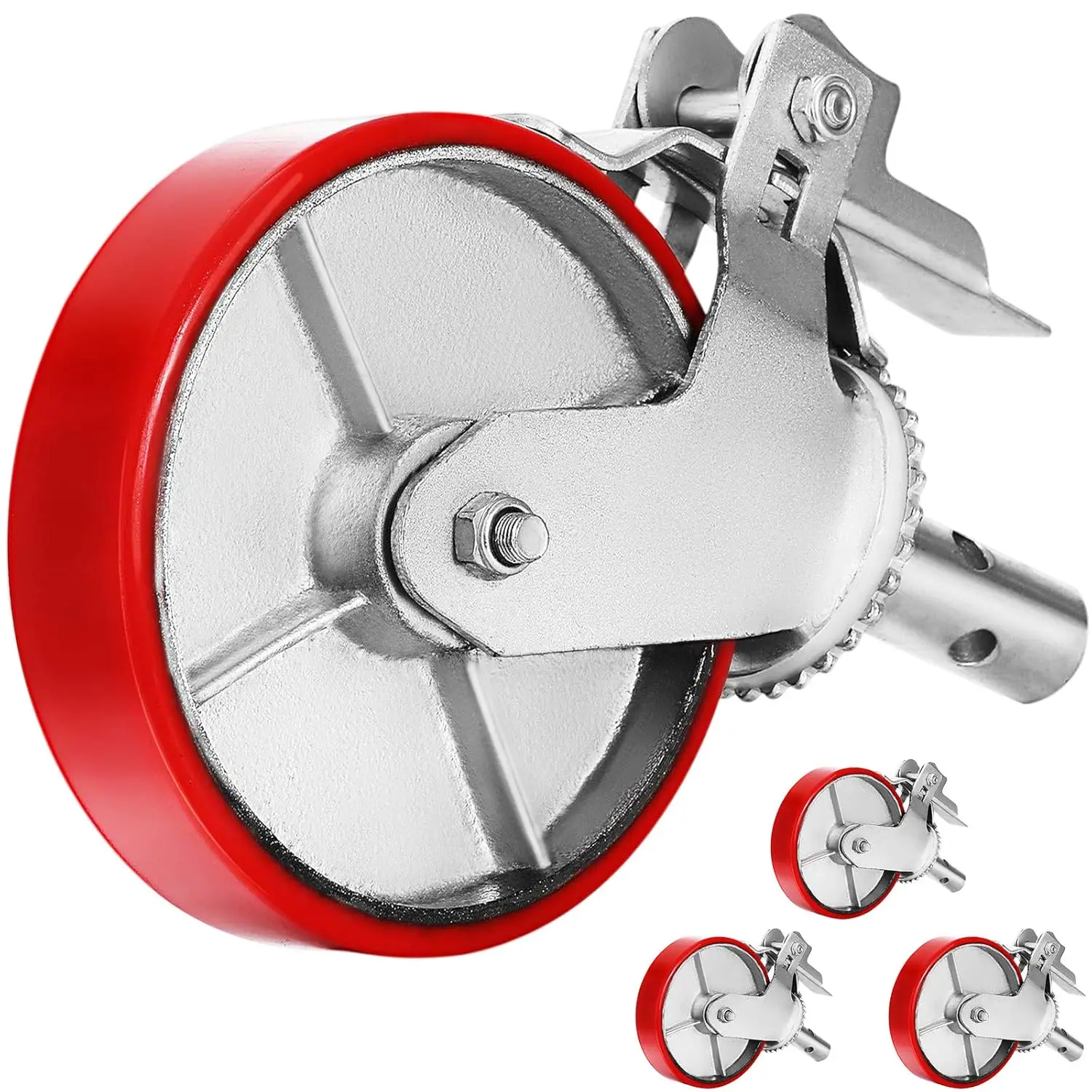 Scaffolding Wheels Set, Heavy Duty 4-Pack 8" Scaffolding Casters, with 4400 Lbs Per Set and Locking Stem Casters with Brake
