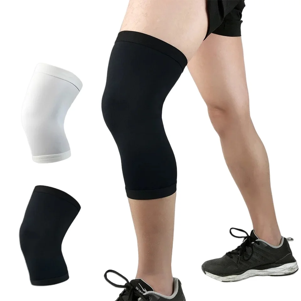 1 ชิ้นกีฬาบาสเกตบอลเข่า Pads Unisex ยืดหยุ่นถักการบีบอัดขาอุ่นสําหรับวิ่งกลางแจ้งขี่จักรยานปีนเขา
