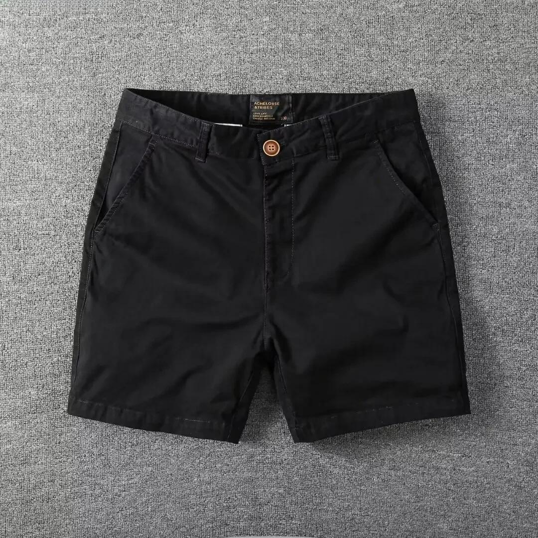 Pantalones cortos informales de algodón para hombre, pantalones cortos finos de tres cuartos de longitud, ajustados, de Color sólido, para verano, ropa de trabajo