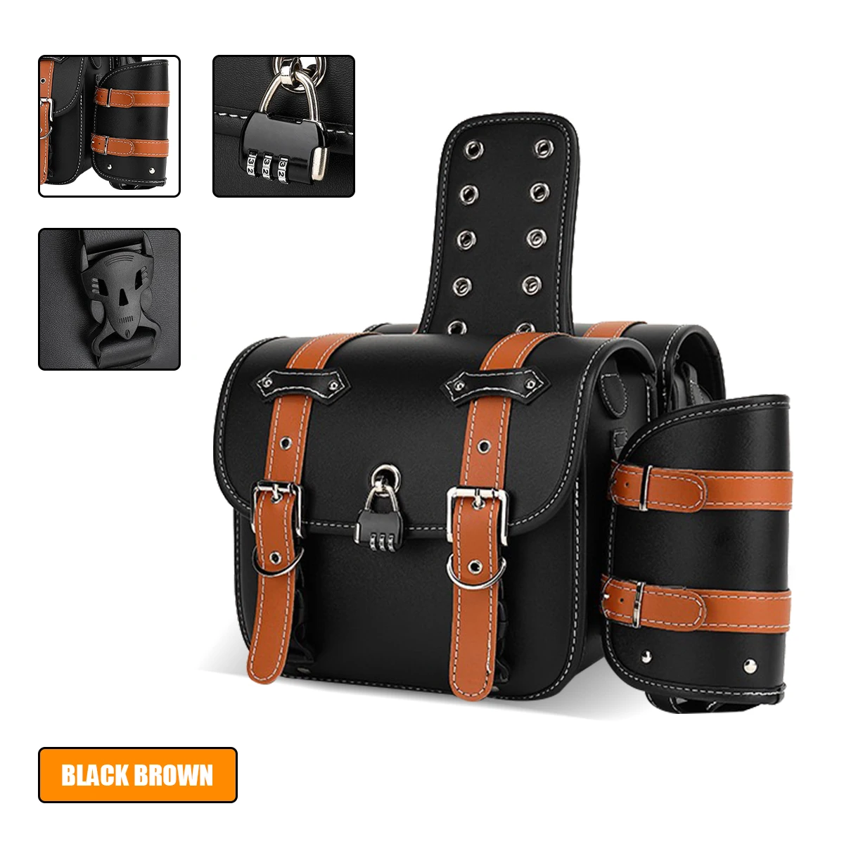 レトロファッションオートバイサドルバッグポーチ収納ケースサイド荷物タンクスーツケース防水 Pu レザーバイクアクセサリー