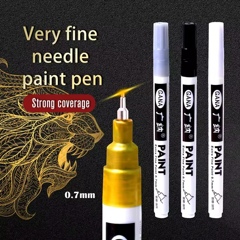 Guangna Paint Marker Pen DIY Reflective Paint Metallic Pen Permanent Gold SILVER Marker Touch Up,School Model Painting 1/2pcs