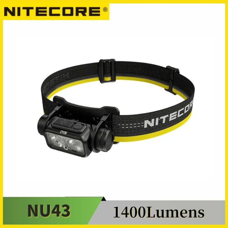 NITECORE NU43 18650 Linterna frontal recargable 1400 lúmenes Distancia máxima del haz 130 M Faro liviano