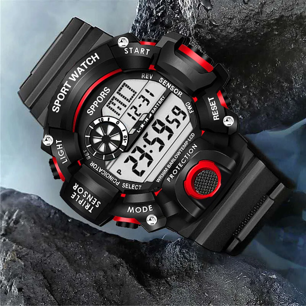 Reloj YIKAZE Y73 para hombre, reloj de pulsera electrónico deportivo Digital, reloj deportivo multifuncional resistente al agua con alarma luminosa para hombre