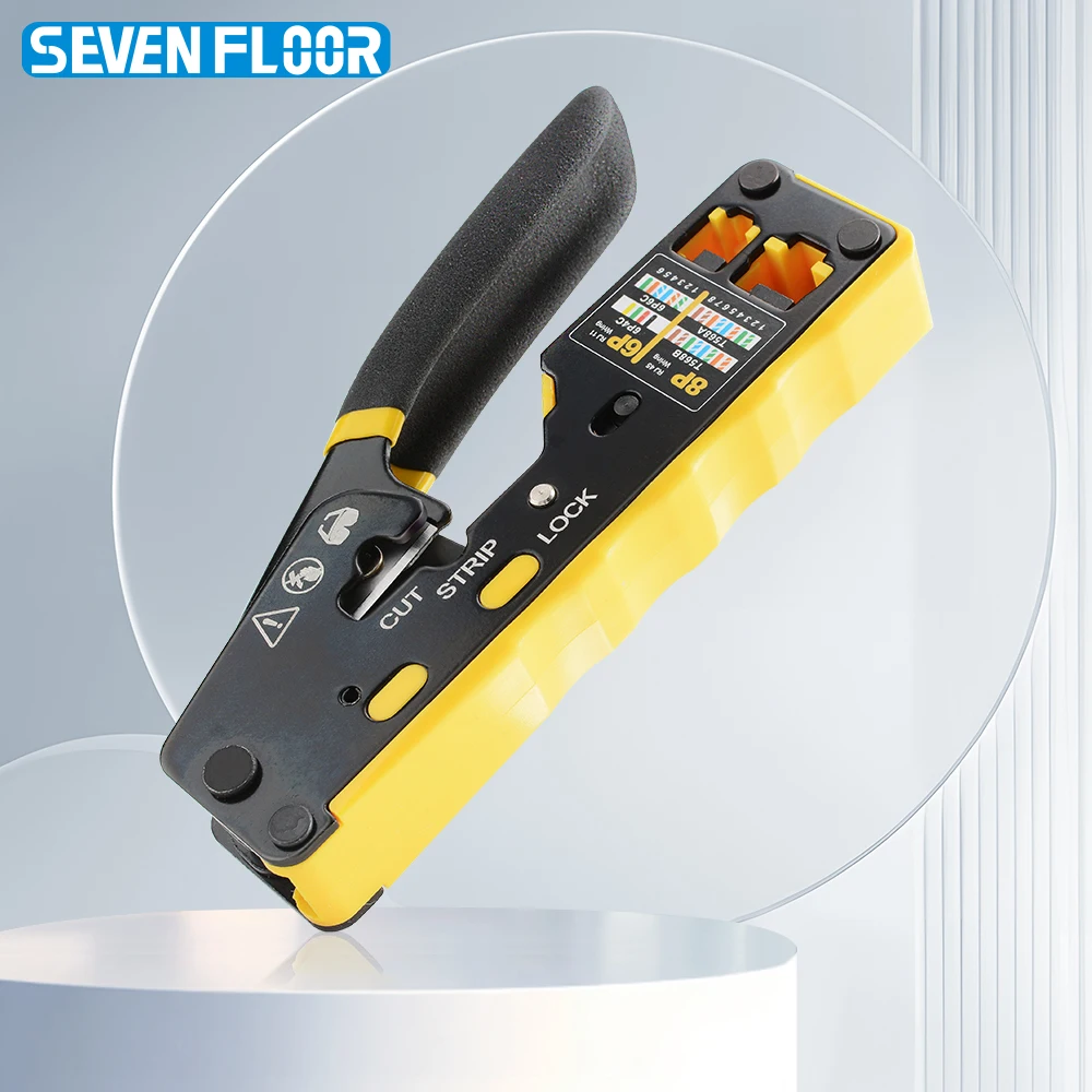 EASY-Type RJ45 Network Crimper - 3-in-1 Crimp/Cut/Strip Lan CAT6A/6/5E (STP/UTP) & RJ11/12 Tel Modular Cable