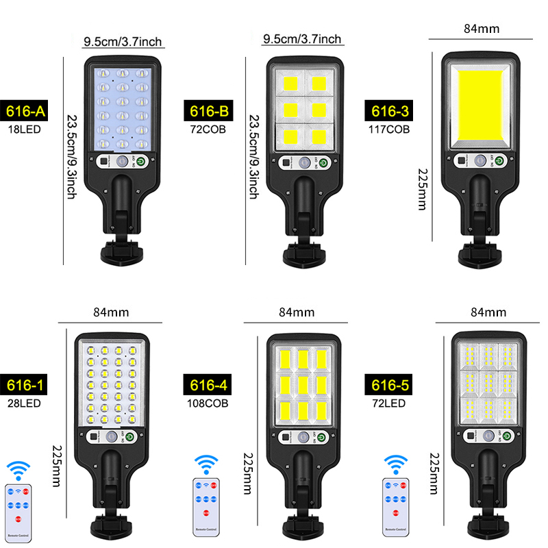 Farolas solares LED COB + SMD para exteriores, lámpara Solar con 3 modos de luz, impermeable, Sensor de movimiento, iluminación de seguridad para jardín y Patio