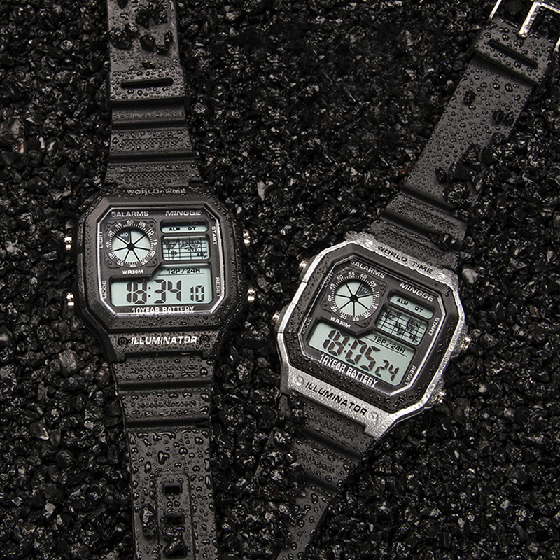 Reloj deportivo Digital luminoso para hombre, cronógrafo electrónico Delgado, resistente al agua
