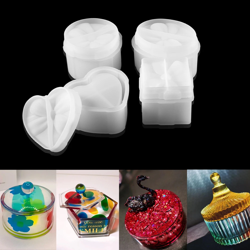 Round Stripe Storage Box Mold, Molde de Resina Epóxi, Resina Moldes para Fazer Jóias DIY, Ferramentas Moldes, Crystal Craft, 1Pc