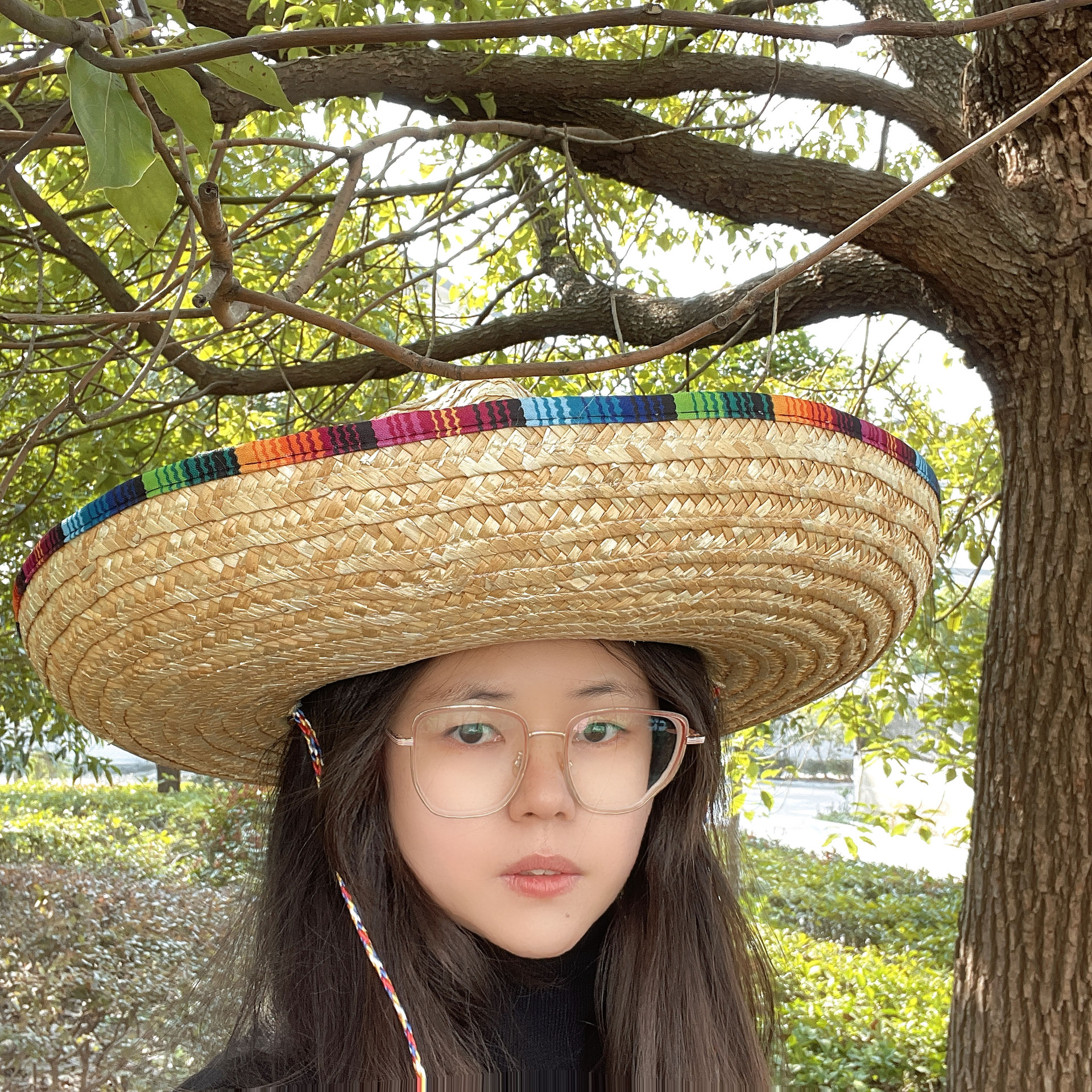 Adult Mexican Straw Hat Carnival Party Halloween Performance Prom Costume Furniture White Pom Pom Straw Hat