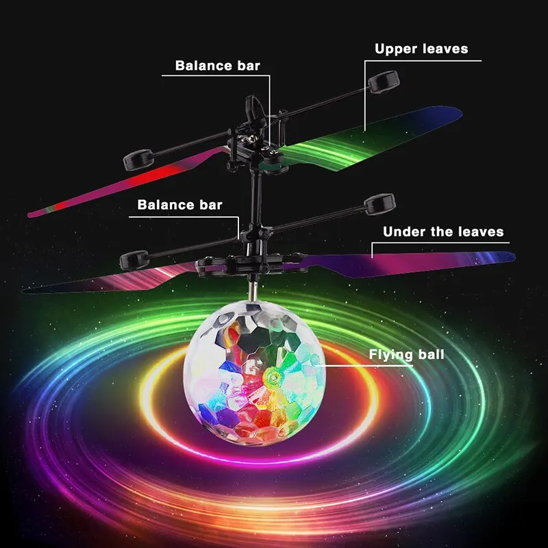 Unique Toy Gesture-controlled Colorful Luminous Crystal Ball Pendant Children's Unique Gift Remote-controlled Sensing Light Ball