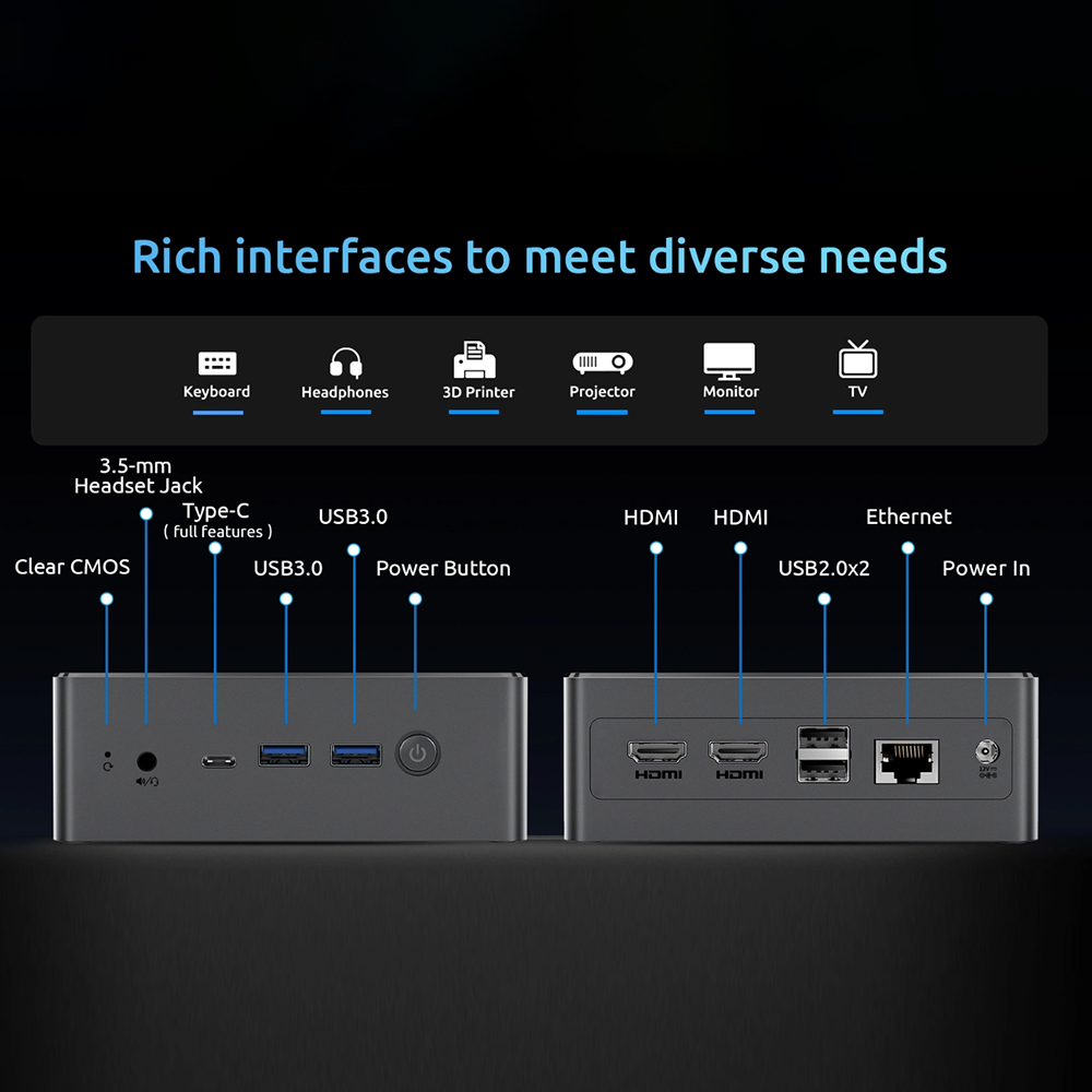 Bmax mini pc b4 turbo intel®13. Generation n150 16GB DDR4 512GB 1TB m.2 SSD Windows 11 Dualband-WLAN-Desktop-Computer für die Arbeit