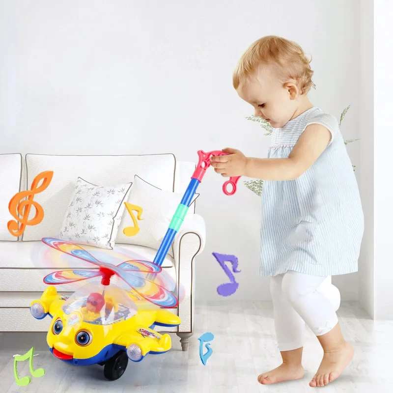 Baby Walker ของเล่น Hand Push เด็กวัยหัดเดินของเล่นเครื่องบินของเล่นรถ Push Along เดินของเล่นสําหรับเด็กเด็กชายหญิงกลางแจ้ง