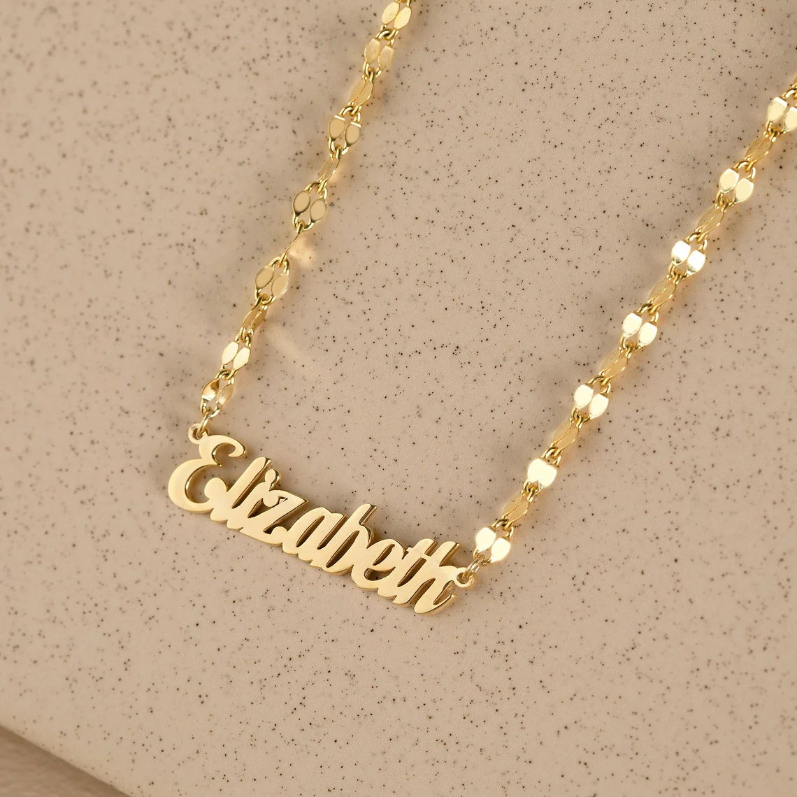 Collar personalizado con nombre de oro con cadena de labios, collar con nombre personalizado, joyería hecha a mano, regalo de cumpleaños personalizado para su mamá