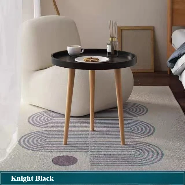 Mesa de centro minimalista, mesa redonda estilo nórdico com três pernas de madeira, mesa lateral usada para sala de estar, quarto e varanda