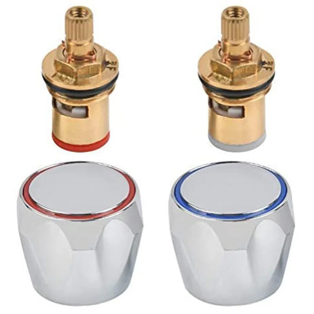 2 Pcs Hot Cold Faucet Tap Handle Knob Copper Valve Tap Heads Thread Basin Sink Washer Replacement For Bathroom Kitchen Taps