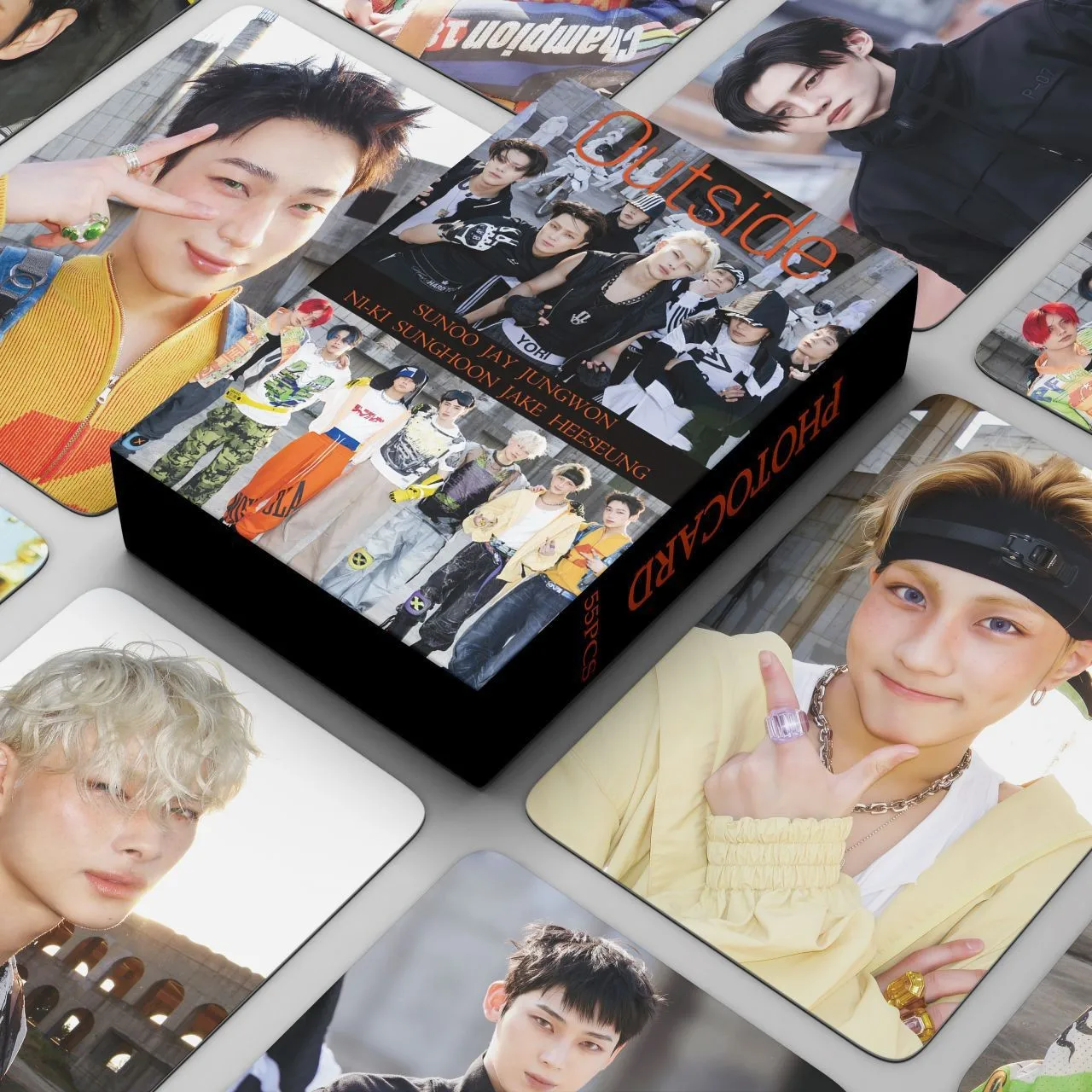55Pcs Kpop Idol Boy Group New Album OUTSIDE Lomo Cards JUNGWON HEESEUNG JAY SUNOO SUNGHOON NI-KI Photocards Fans