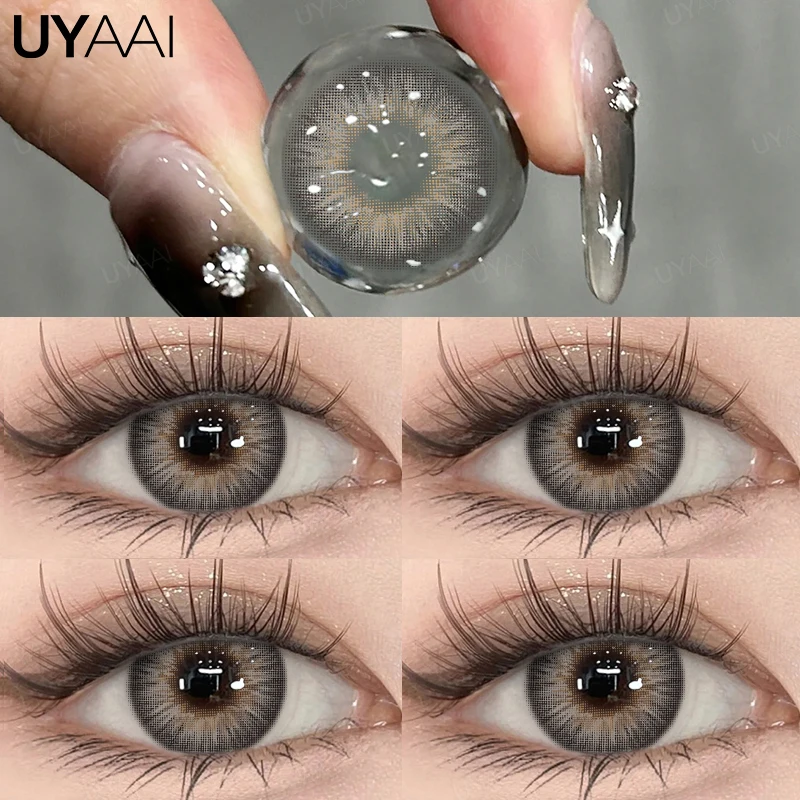UYAAI Lentes de contacto de colores de 0 a -8,00 grados para ojos Lentes de color gris con dioptrías Miopía y2k Colorcon Lentes azules Verde