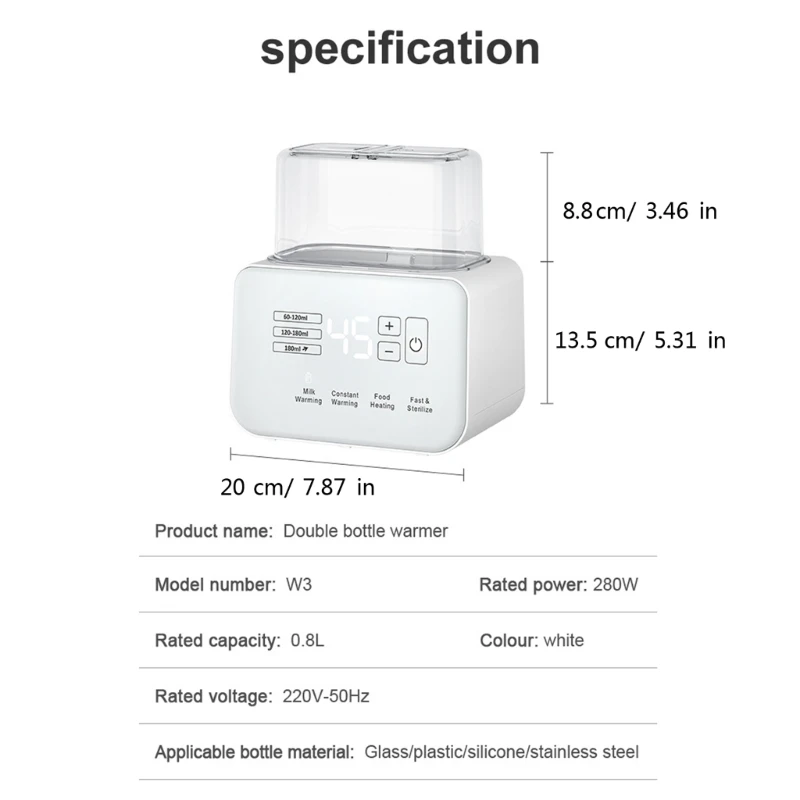Aquecedor mamadeira multifuncional com controle temperatura display digital