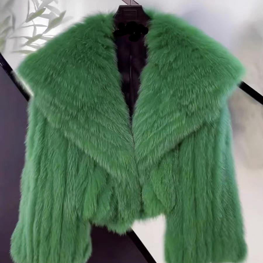 Fall Winter Short Sle Women's Jacket Fake Fur Navy Collar Eco-friendly Korean Version Fox Fur Coat Commute Sle Premium Qu...