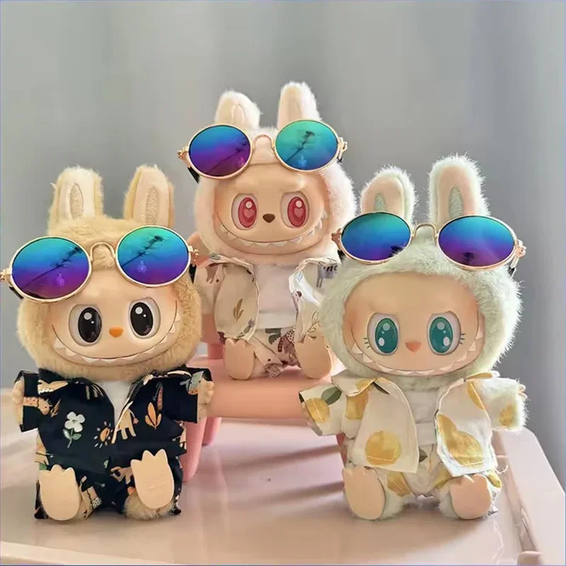 ForLabubu Puppe Sommer Strand Resort Stil Overalls V1 V2 Idol Plüsch Puppe Kleidung 15-17 cm Universal Größe puppe Kleidung Zubehör