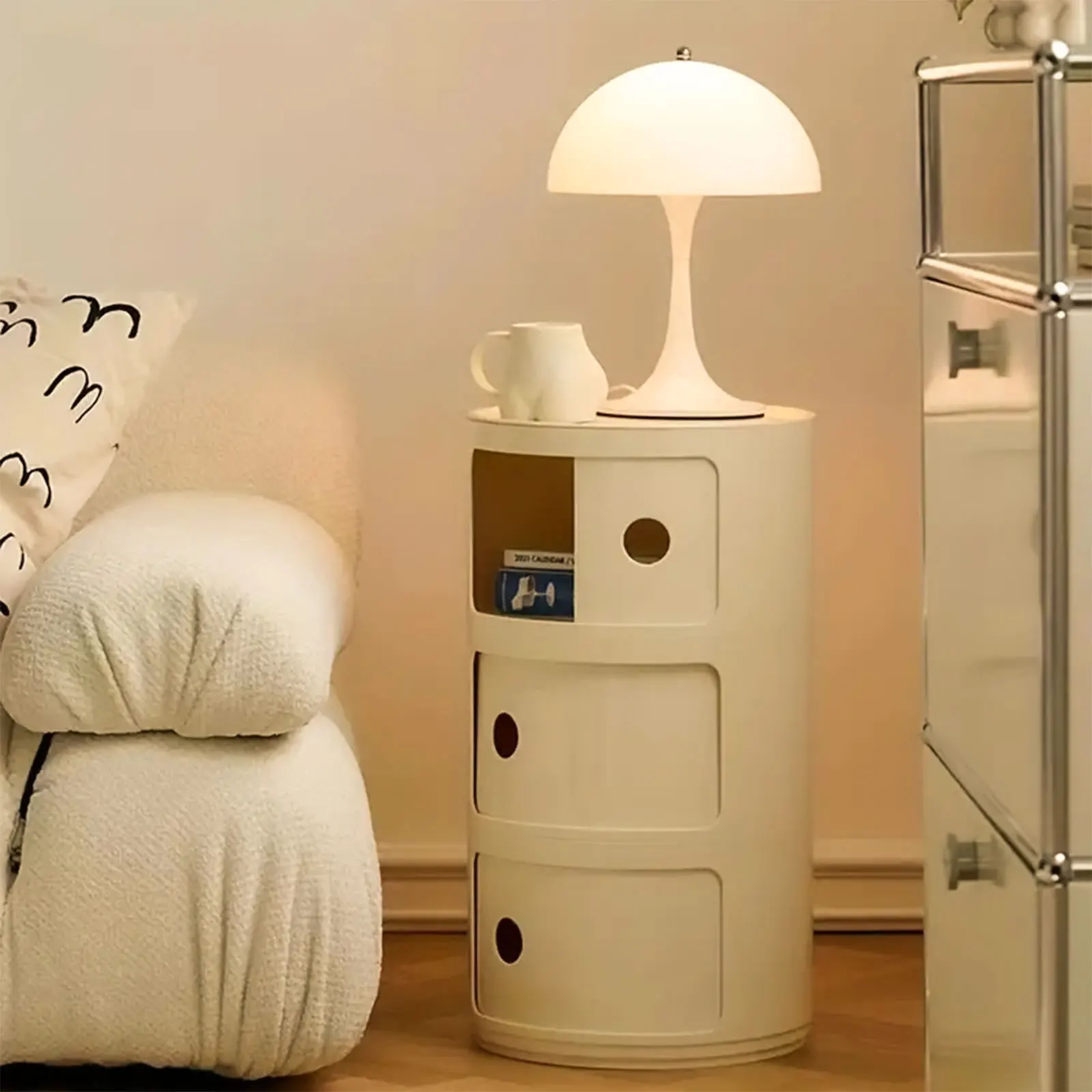 Podofo comodino nordico moderno semplice bianco rotondo creativo Mini semplice tavolino tavolino portatile comodini mobili
