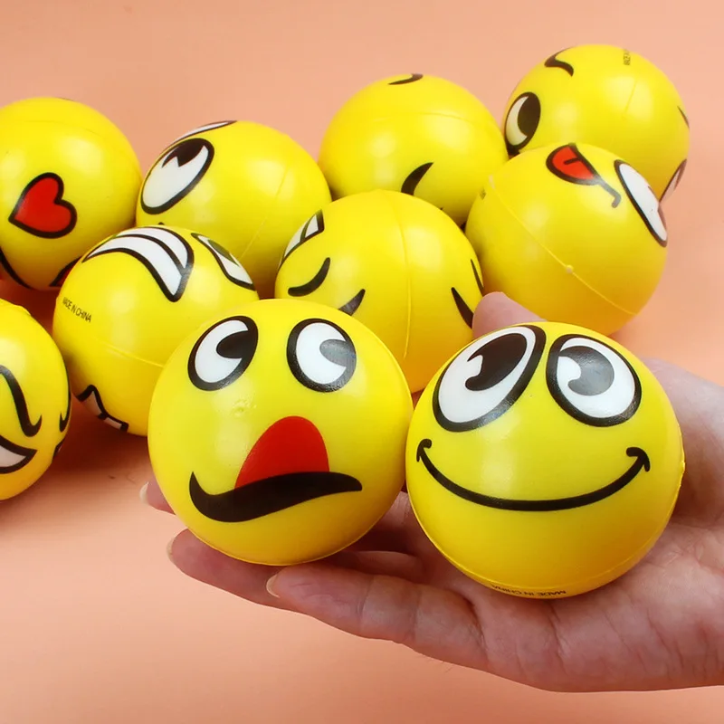 6PCS 6.3 ซม.Facial Expression Foam Ball PU Extrusionความดันกีฬากลางแจ้งDecompressionของเล่นนาฬิกาข้อมือกีฬาของเล่นเด็ก