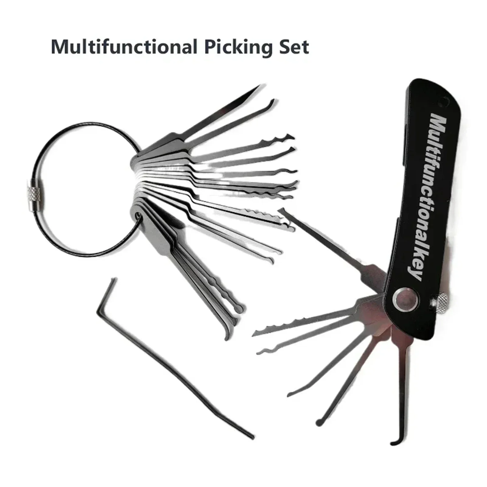 Locksmith Supplies 21 in 1 Stainless Steel Lock Picking Set with Wrench for Beginners and Professionals To Practice Lock Picking