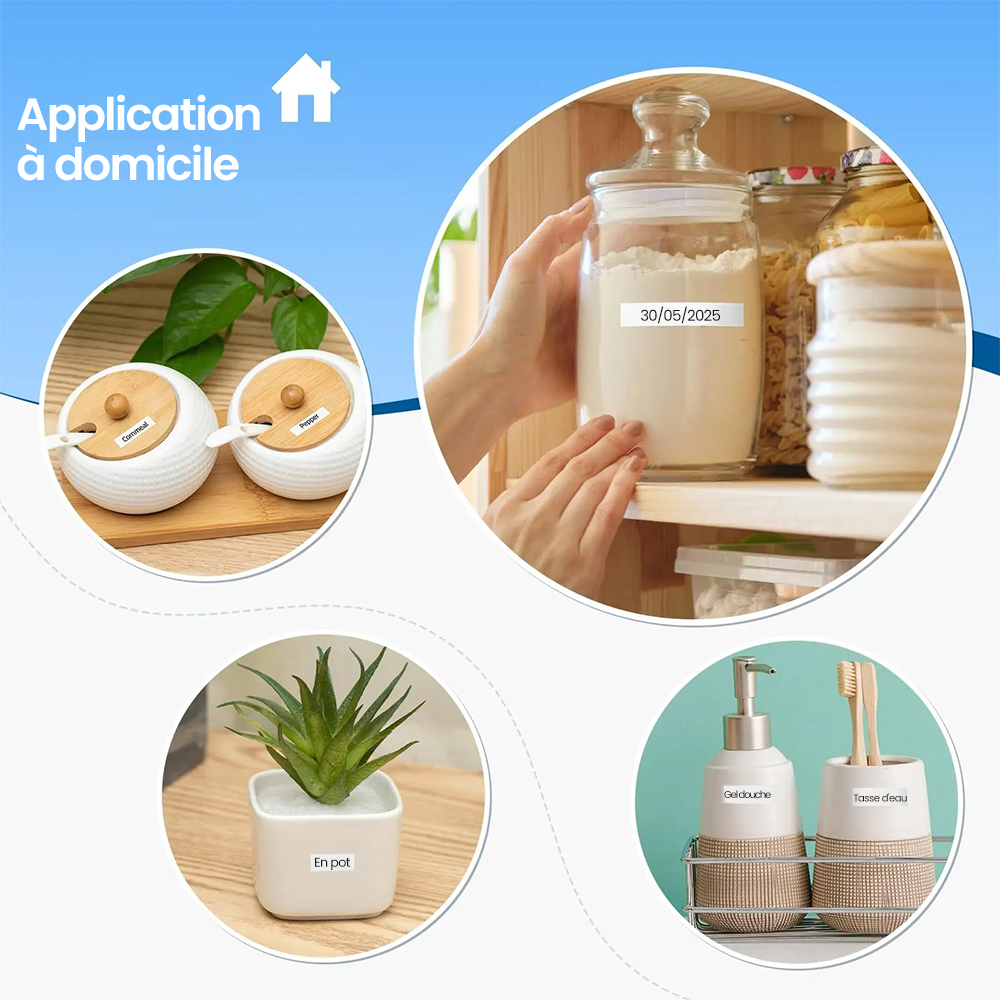 Ruban de stratification d'étiquettes blanc TZ, 6/9/12/18/24mm, tze231 tze241 tze251 tze221, Compatible pour imprimante d'étiquettes Brother PT-H100 PTD600