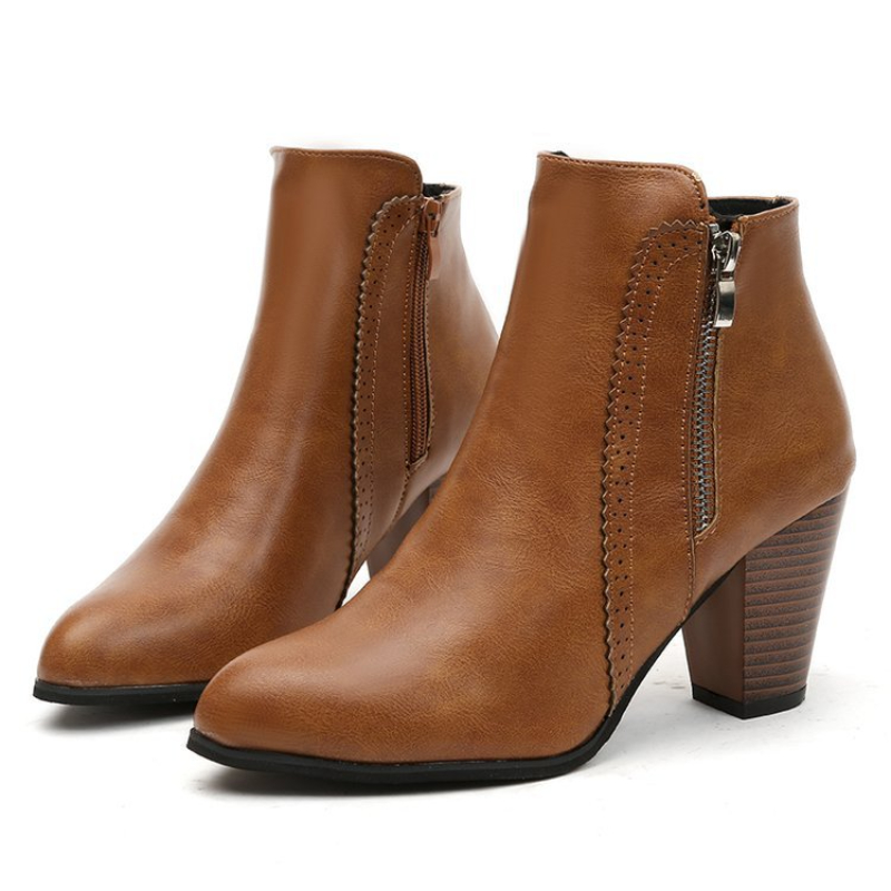 2024 novas senhoras de outono bota de salto grosso ao ar livre sapato antiderrapante retro zíper moda botas conforto sapatos femininos casuais botas