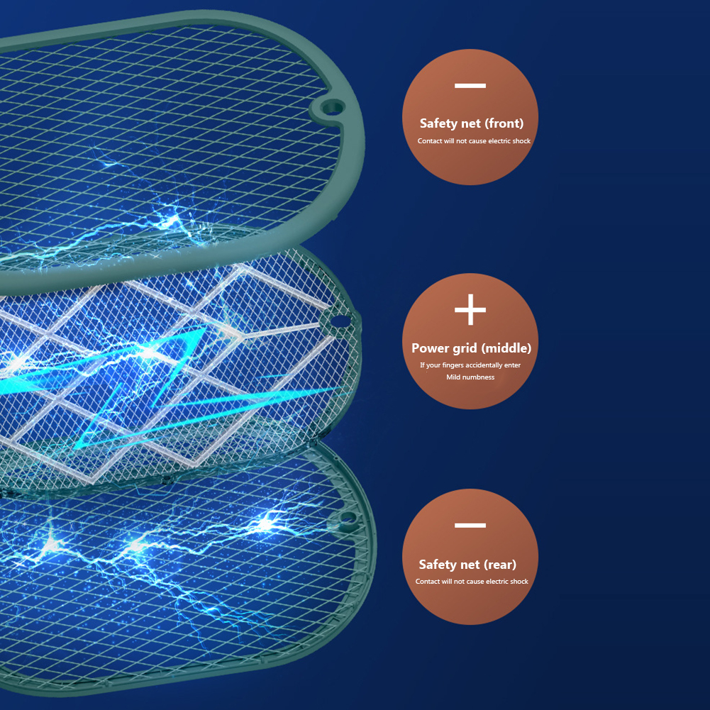 Upgraded 2-in-1 Mosquito Racket Insect Killer Purple Lamp USB Charging Protective Net Household Supplies for Home Summer Sleep